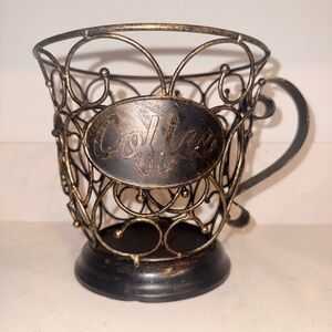 Vintage-Style Black and Gold Coffee Mug Holder